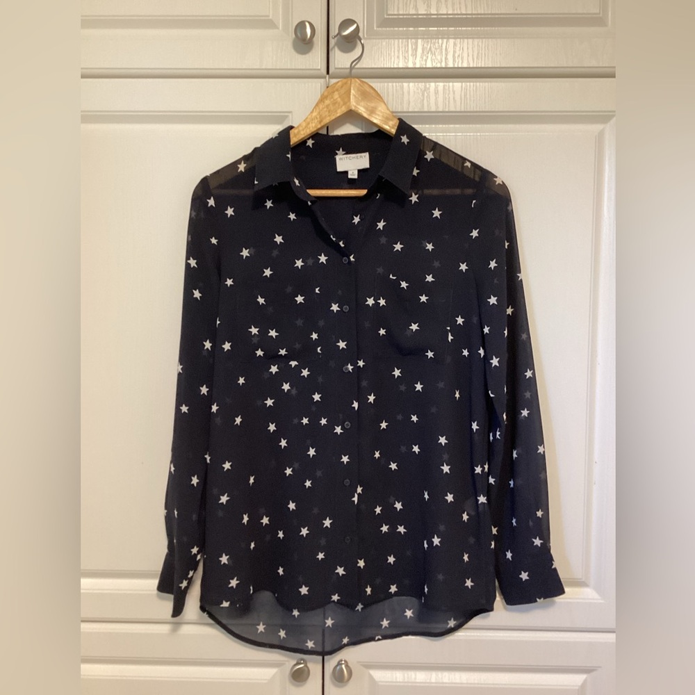 Witchery Sheer Star Button up Blouse